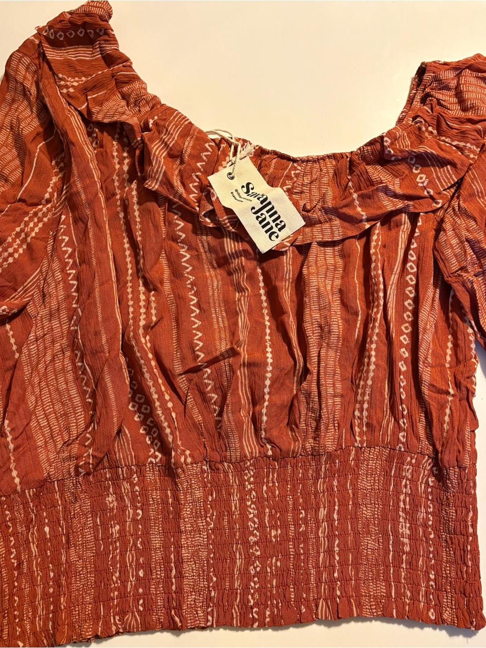 NWT Savannah Jane Size 2x Off-Shoulder Blouse with Smock Waist